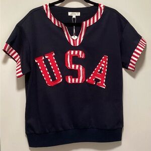 Oddi USA Graphic Tee-Navy and Red